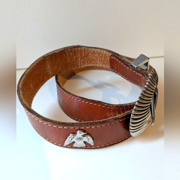 Levi\'s Full Grain Leather Totem Thunderbird Lizard Bullhead Native Hardware Belt main image 6